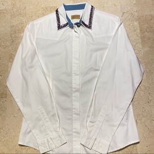 Vintage Wrangler Beaded White Hidden Button Down Rodeo Western Rodeo Unique Top